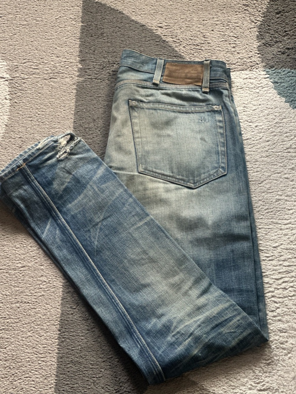 rag & bone Faded Light Blue Slim Straight Jeans